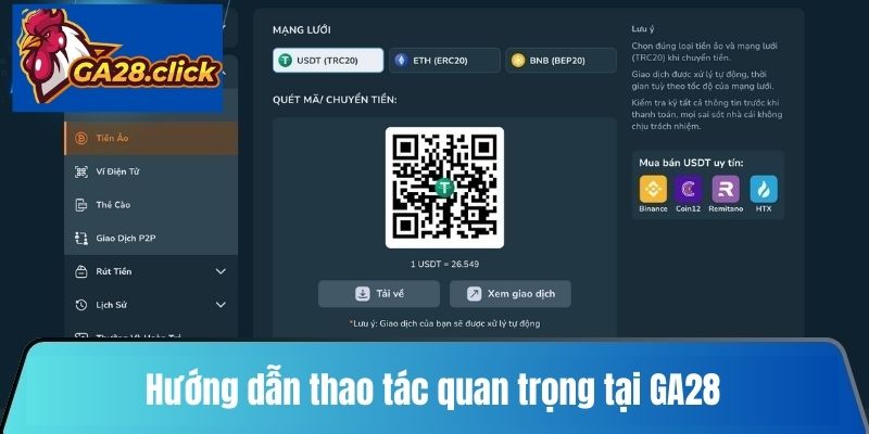 Hướng dẫn thao tác quan trọng tại GA28