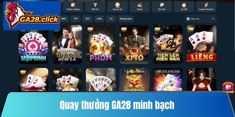 Quay thưởng GA28 minh bạch